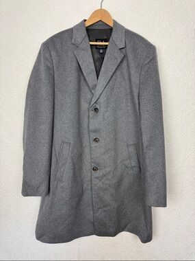 Jos. A. Bank Men’s Wool Blend Topcoat Gray 44 Three Button Overcoat